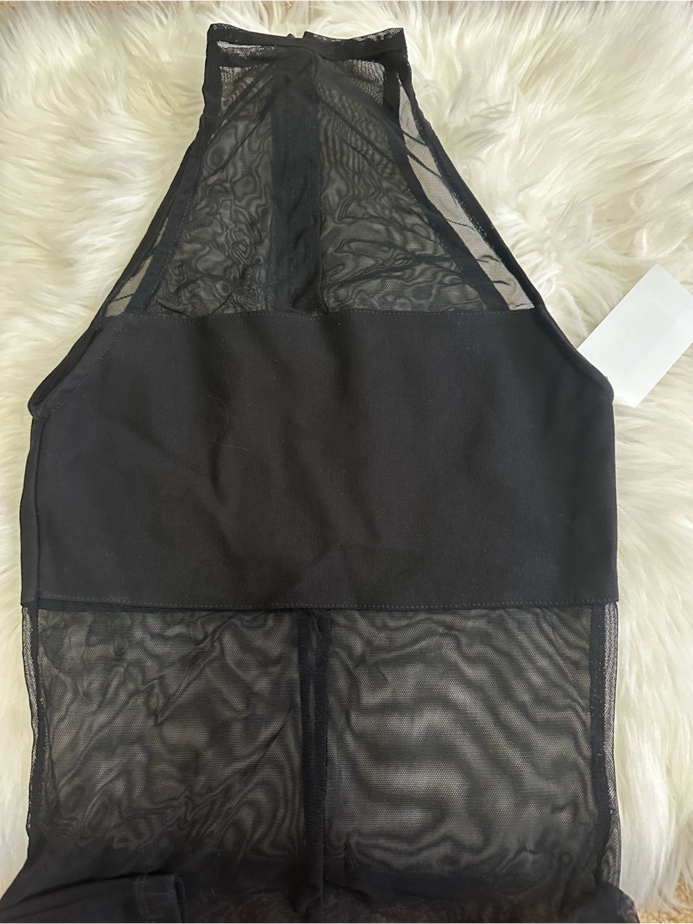 Black Sheer Mesh Halter Shapewear Bodysuit